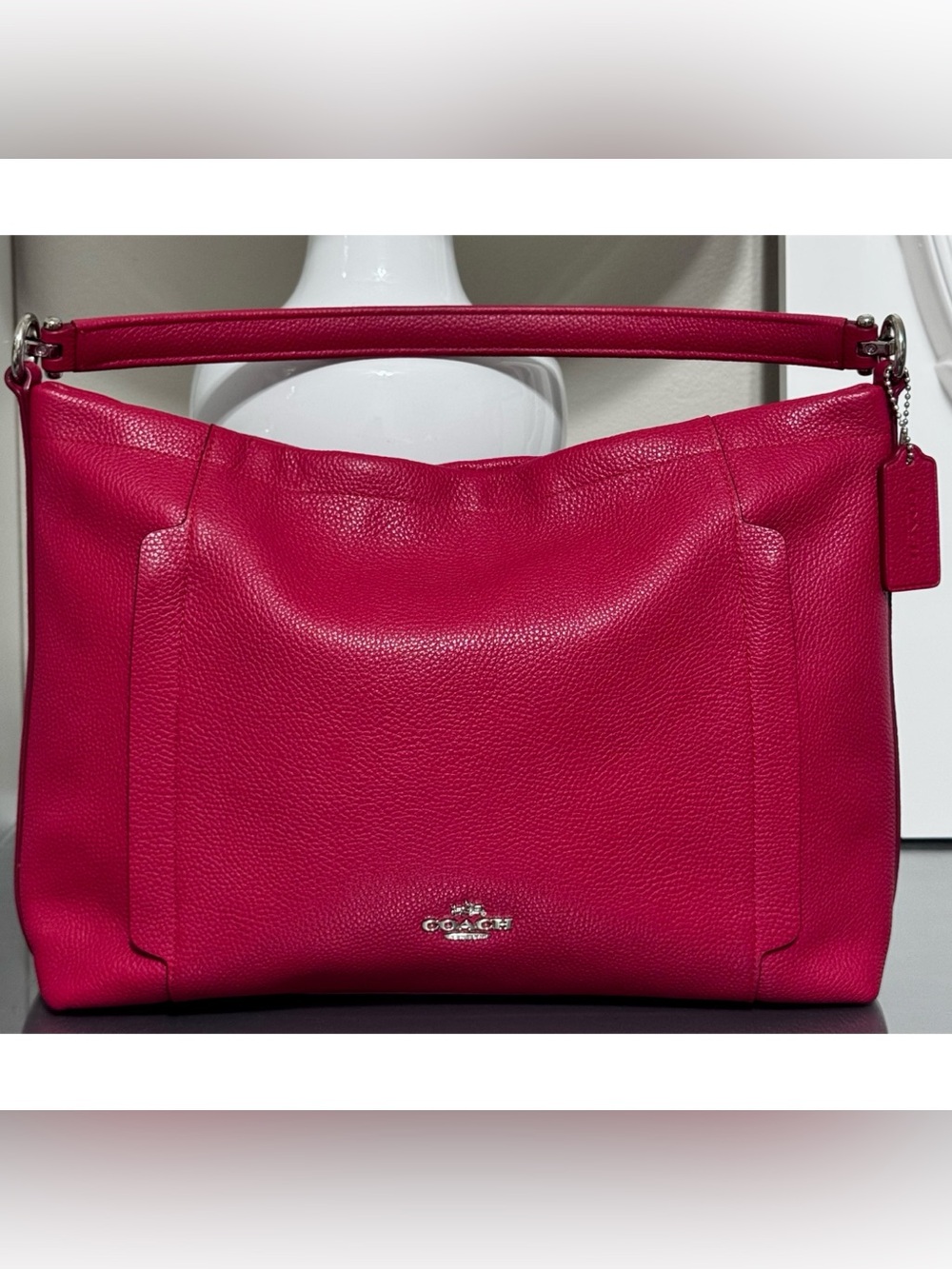 COACH Christie Carryall F34672 RED Pebbled Leather Shoulder Crossbody Bag